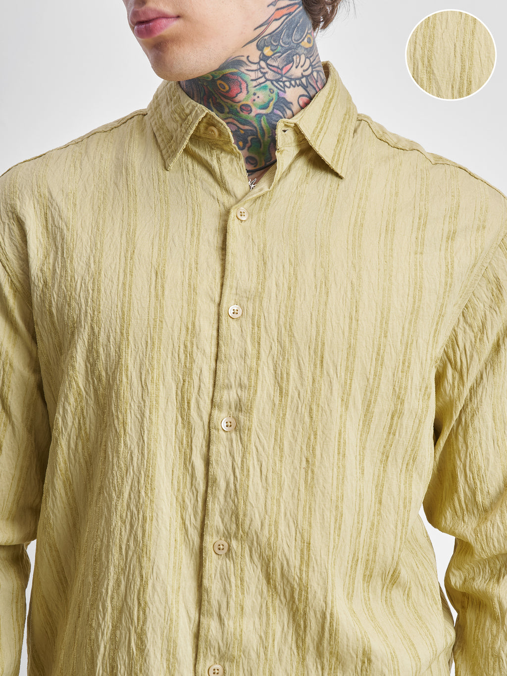 Highlander Men Yellow Self Design Relaxed Fit Casual Shirt - Yellow - Image 5