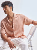 Highlander Men Peach Crushed Relaxed Fit Casual Shirt - Peach - Image 1