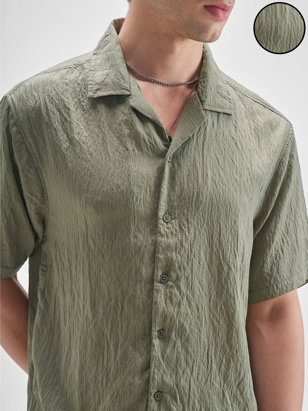 Highlander Men Green Self Design Relaxed Fit Casual Shirt - Green - Image 5