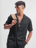 Highlander Men Black Self Design Relaxed Fit Casual Shirt - Black - Image 1