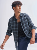 Highlander Men Blue Checked Slim Fit Casual Shirt - Blue - Image 1