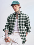 Highlander Men Green Checked Slim Fit Casual Shirt - Green - Image 1