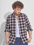 Highlander Men Purple Checked Slim Fit Casual Shirt - Purple - Image 1