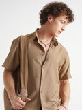 Highlander Men Khaki Self Design Relaxed Fit Casual Shirt - Khaki - Image 1
