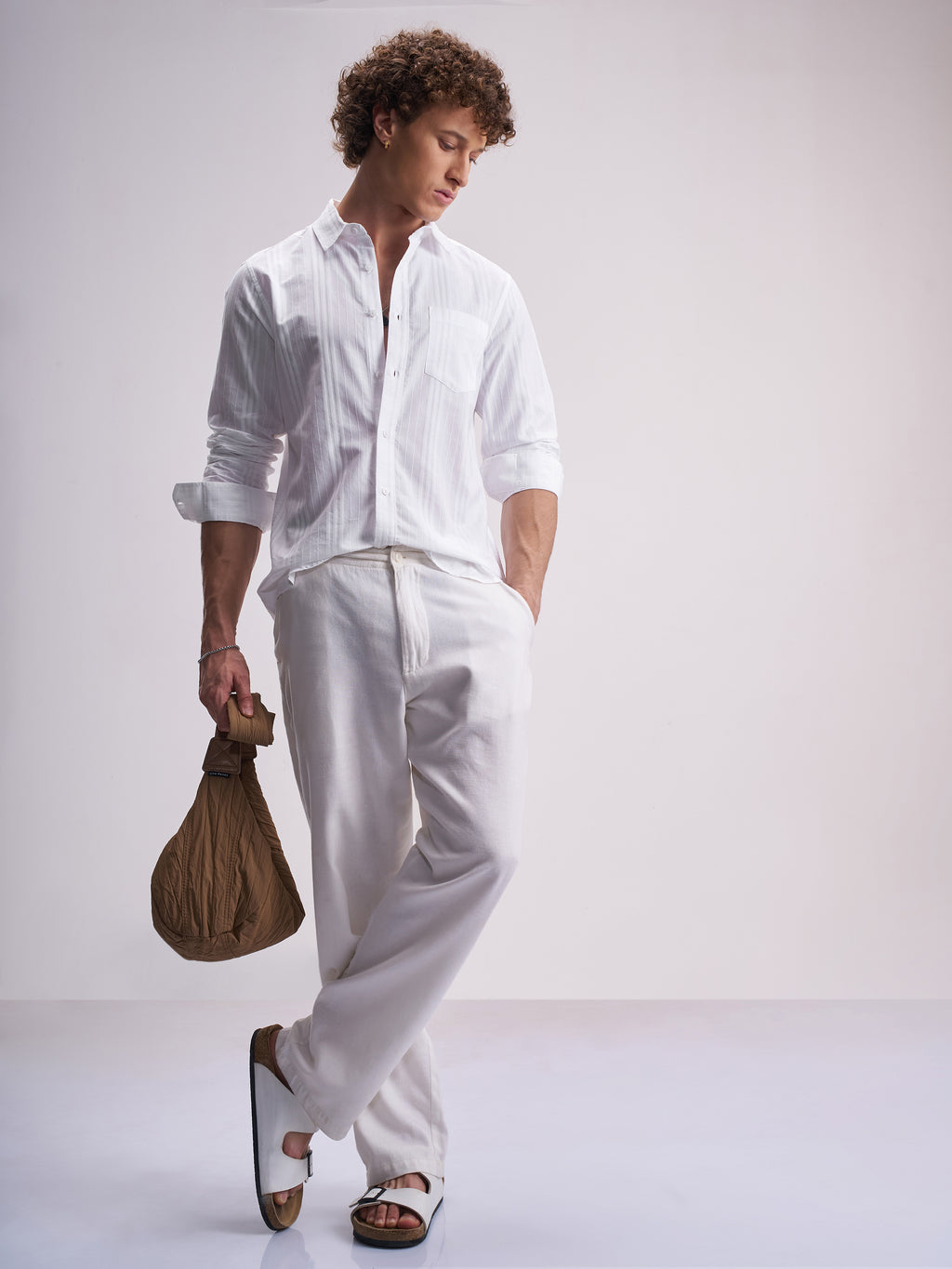 Highlander Men White Self Design Relaxed Fit Casual Shirt - White - Image 2