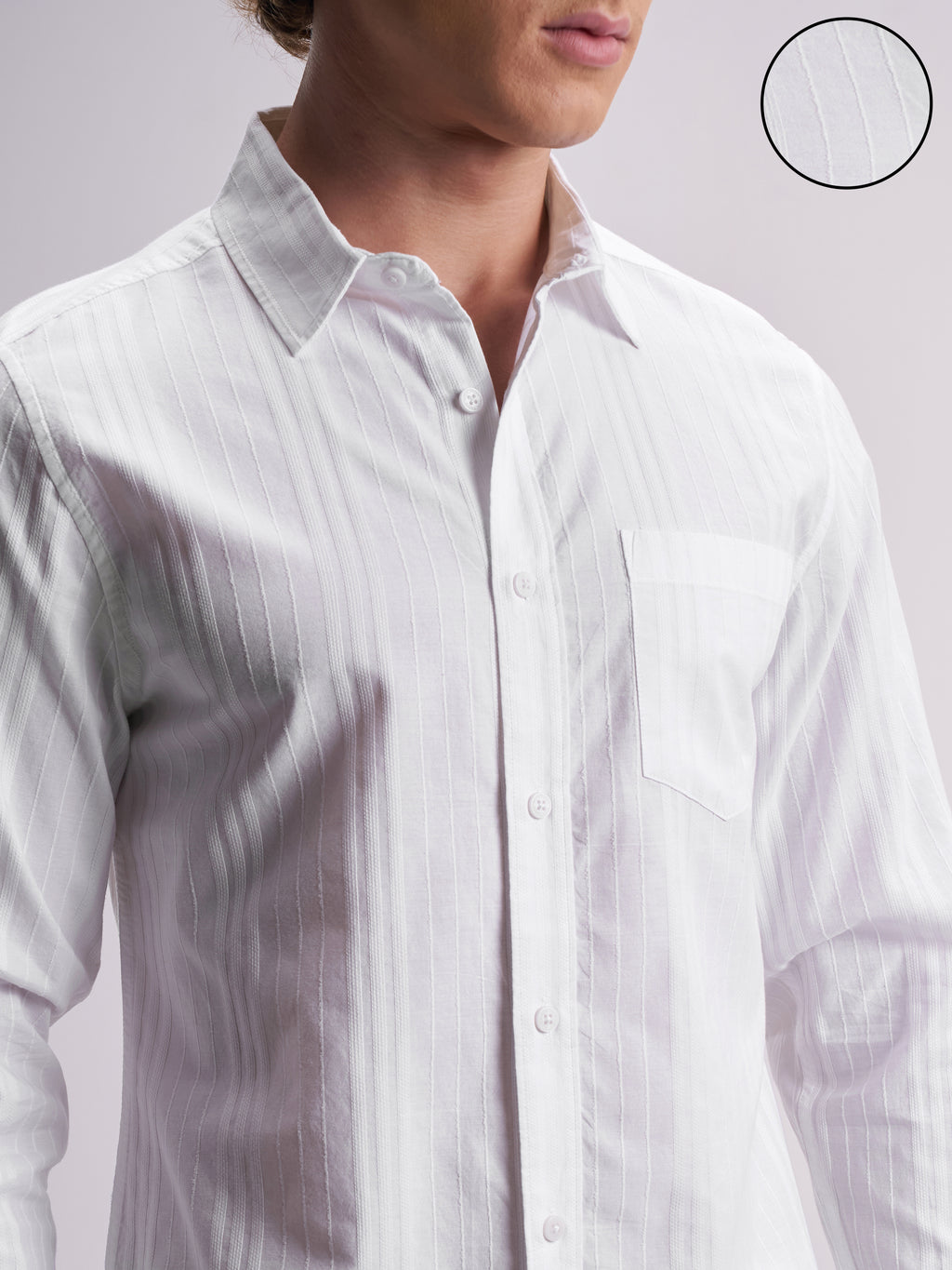 Highlander Men White Self Design Relaxed Fit Casual Shirt - White - Image 5