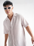 Highlander Men Cream Self Design Relaxed Fit Casual Shirt - Cream - Image 1