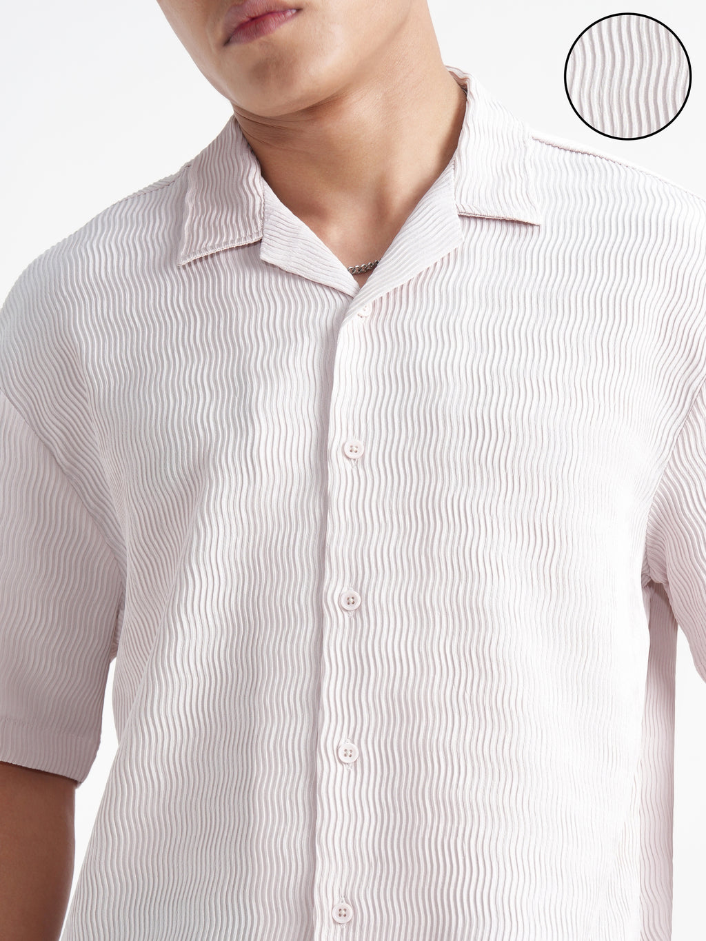 Highlander Men Cream Self Design Relaxed Fit Casual Shirt - Cream - Image 5