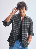 Highlander Men Black Checked Slim Fit Casual Shirt - Black - Image 1