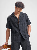 Highlander Men Black Self Design Relaxed Fit Casual Shirt - Black - Image 1
