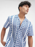Highlander Men Blue Printed Relaxed Fit Casual Shirt - Blue - Image 1