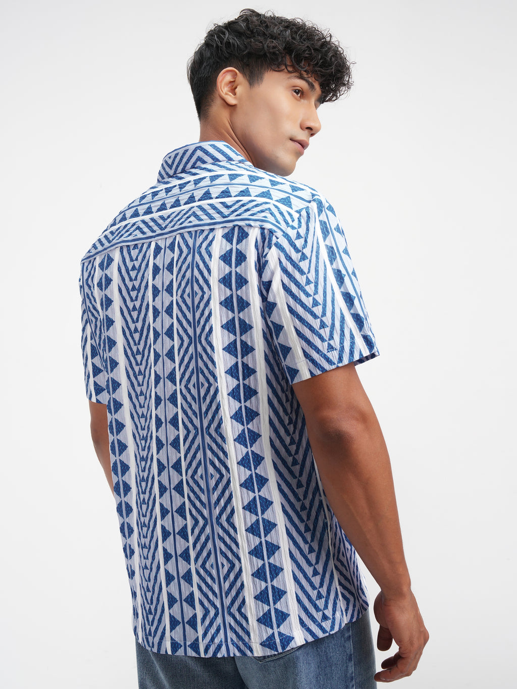 Highlander Men Blue Printed Relaxed Fit Casual Shirt - Blue - Image 3
