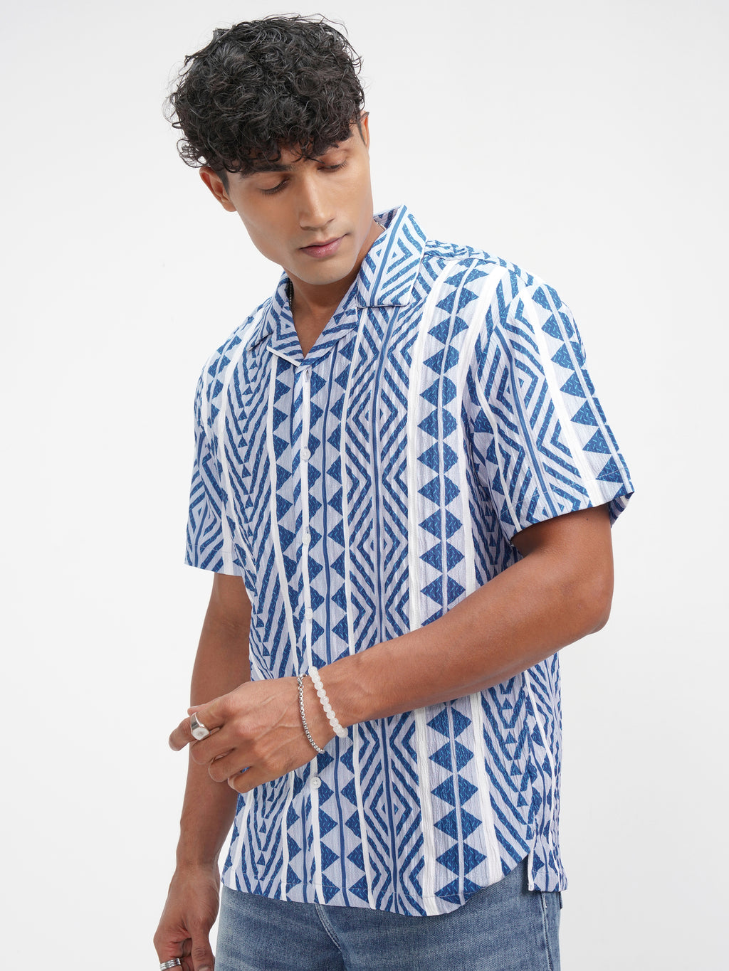 Highlander Men Blue Printed Relaxed Fit Casual Shirt - Blue - Image 4