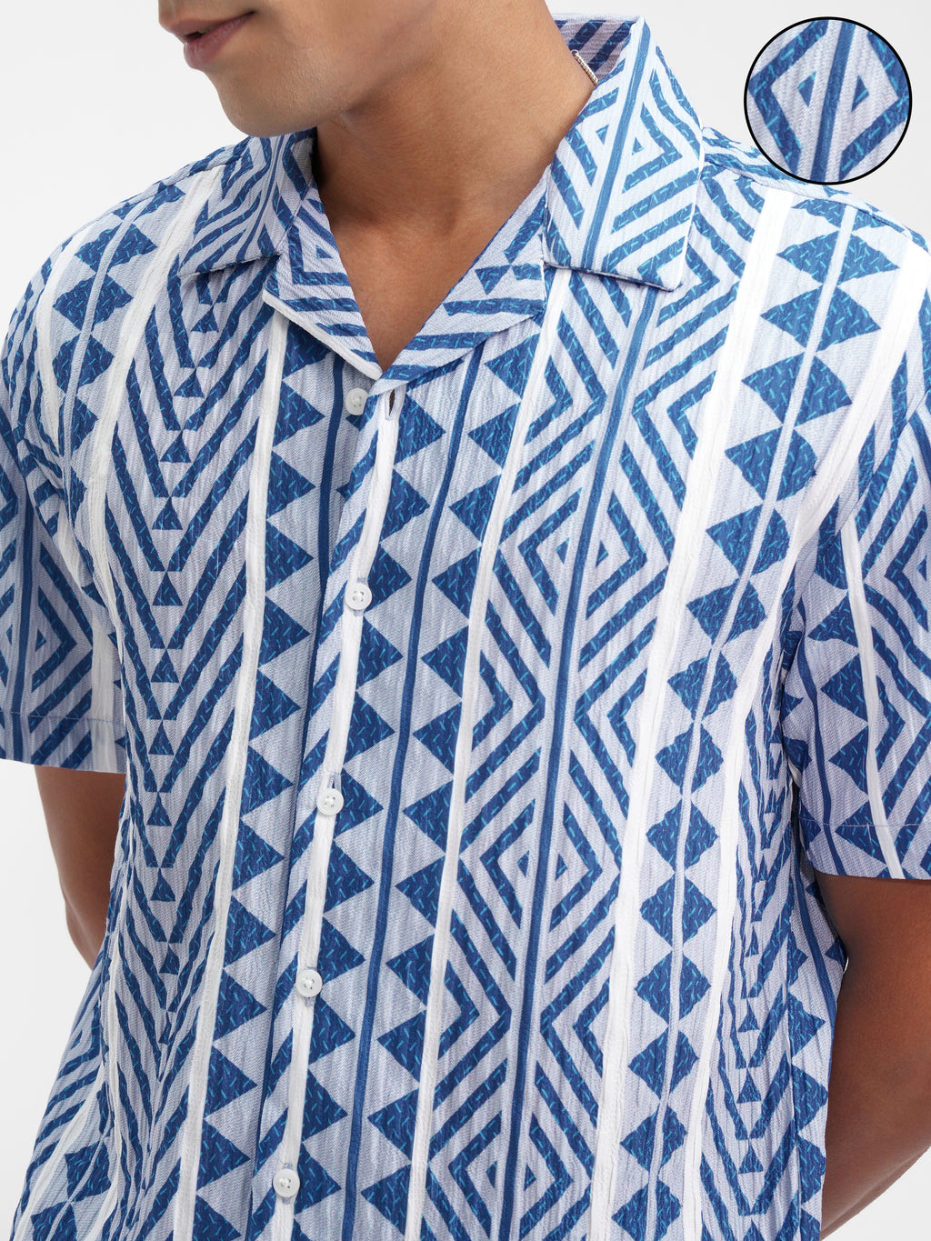 Highlander Men Blue Printed Relaxed Fit Casual Shirt - Blue - Image 5