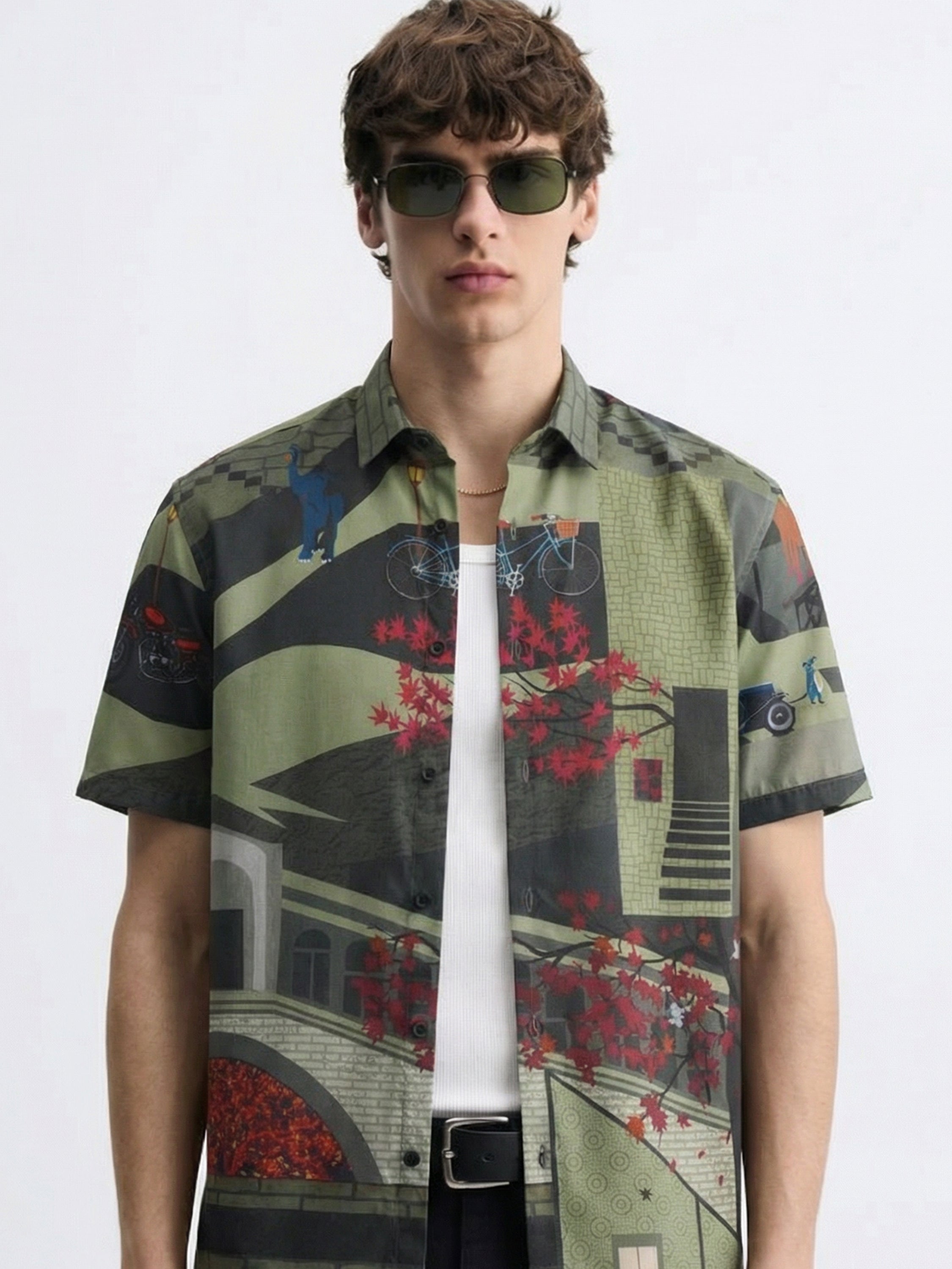 Highlander Men Green Printed Relaxed Fit Casual Shirt - Green - Image 1