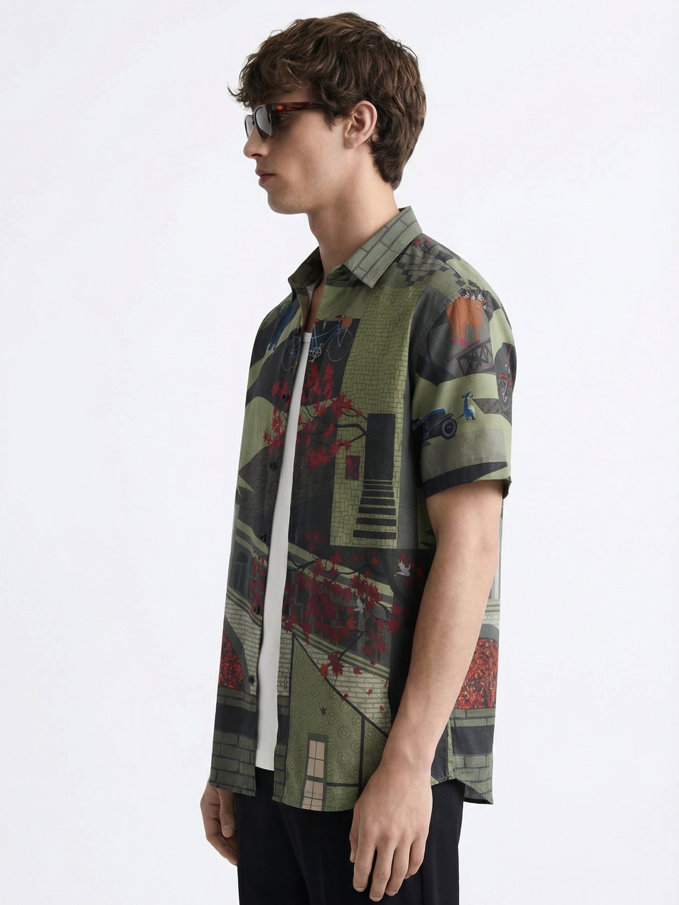 Highlander Men Green Printed Relaxed Fit Casual Shirt - Green - Image 5