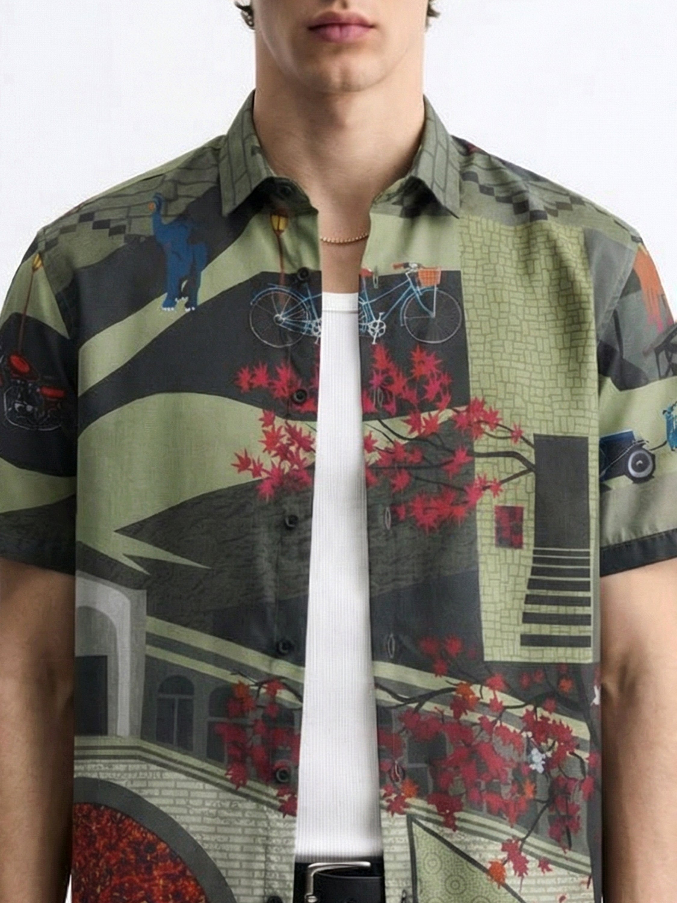 Highlander Men Green Printed Relaxed Fit Casual Shirt - Green - Image 6