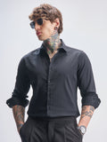 Highlander Men Black Self Design Slim Fit Casual Shirt - Black - Image 1
