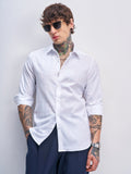 Highlander Men White Self Design Slim Fit Casual Shirt - White - Image 1