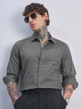 Highlander Men Grey Self Design Slim Fit Casual Shirt - Grey - Image 1