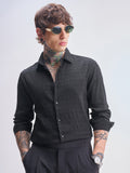 Highlander Men Black Self Design Slim Fit Casual Shirt - Black - Image 1