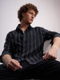 Highlander Men Black Striped Relaxed Fit Casual Shirt - Black - Image 1