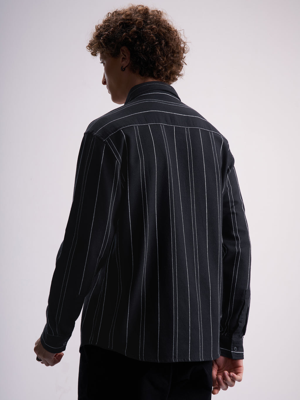 Highlander Men Black Striped Relaxed Fit Casual Shirt - Black - Image 3