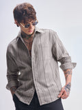 Highlander Men Tan Striped Relaxed Fit Casual Shirt - Tan - Image 1