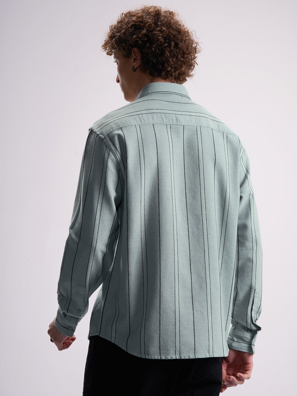 Highlander Men Green Striped Relaxed Fit Casual Shirt - Green - Image 3