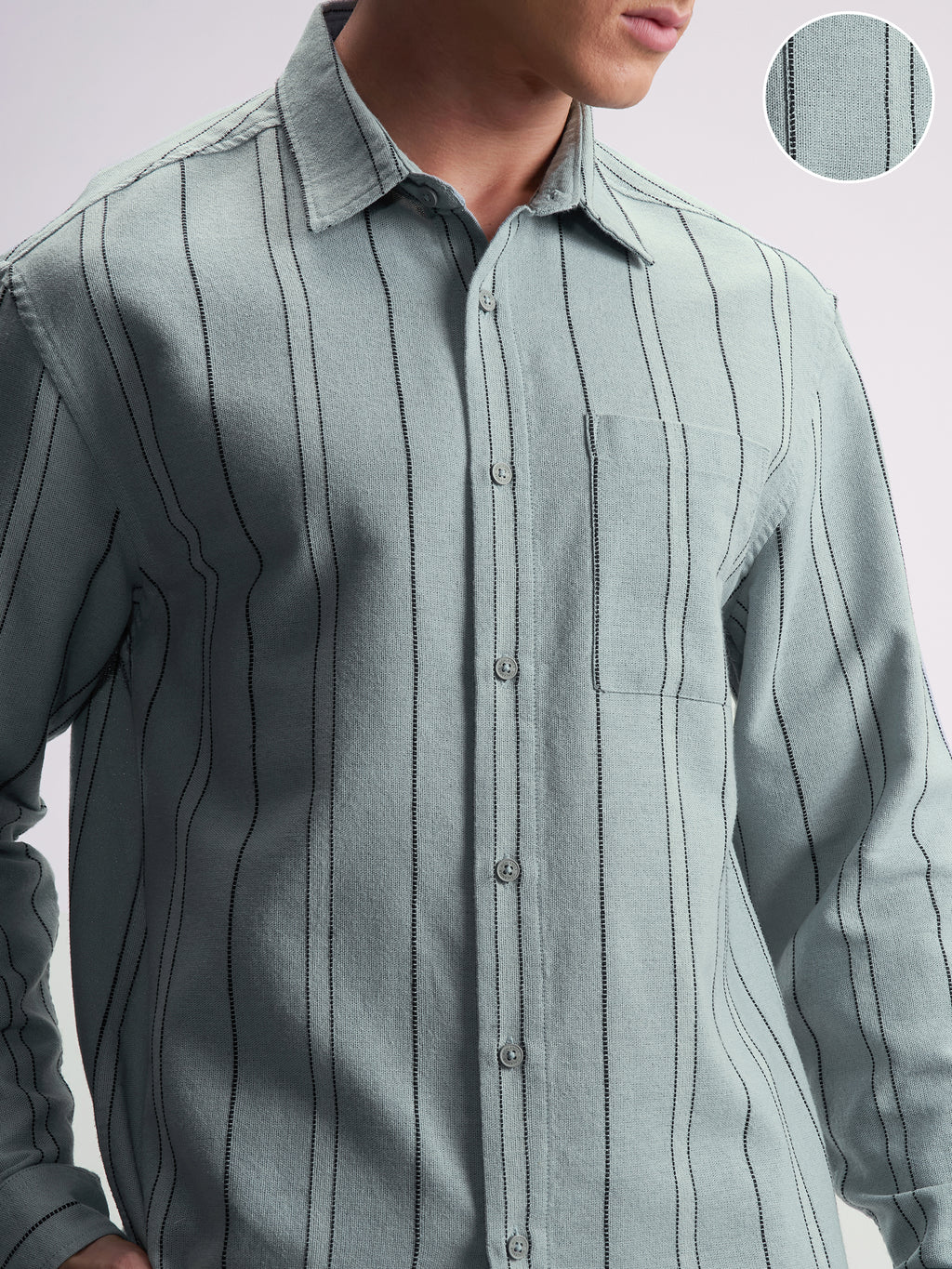 Highlander Men Green Striped Relaxed Fit Casual Shirt - Green - Image 5