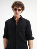 Highlander Men Black Self Design Relaxed Fit Casual Shirt - Black - Image 1