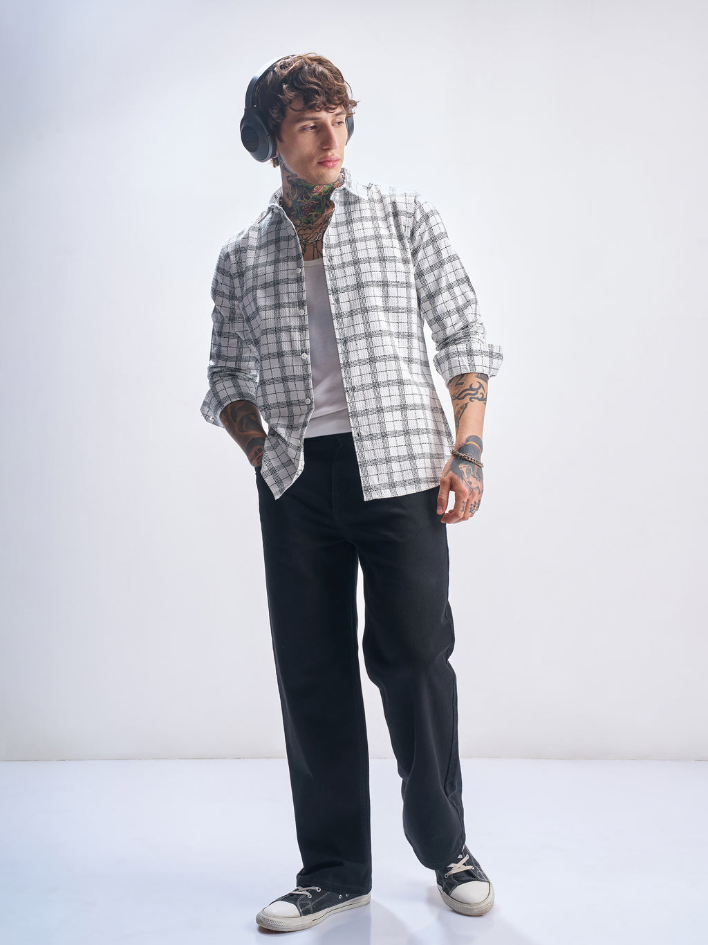 Highlander Men White Checked Relaxed Fit Casual Shirt - White - Image 2