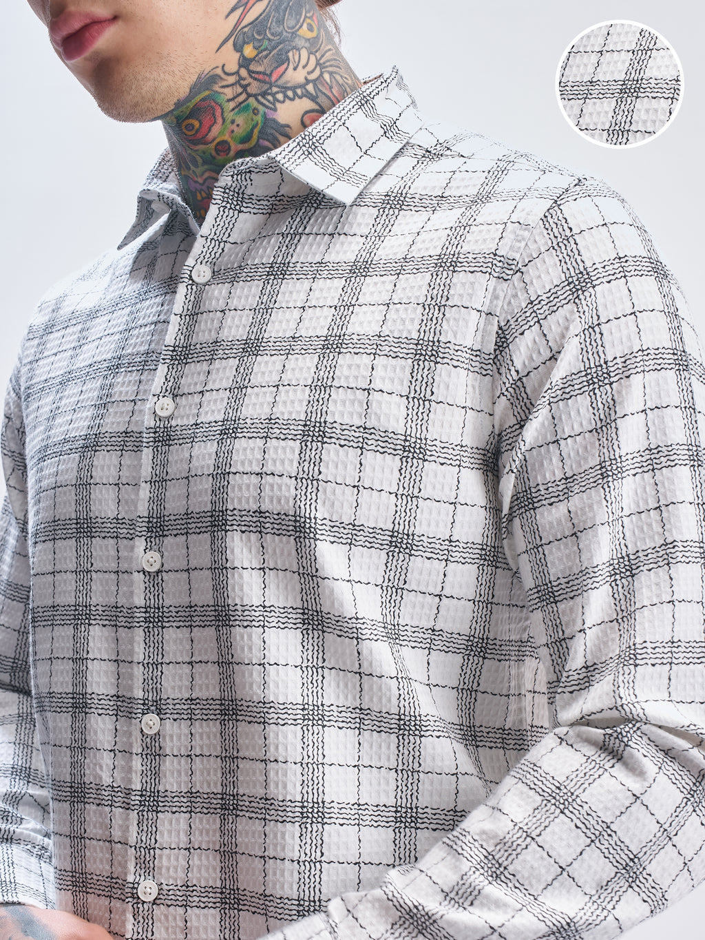 Highlander Men White Checked Relaxed Fit Casual Shirt - White - Image 5