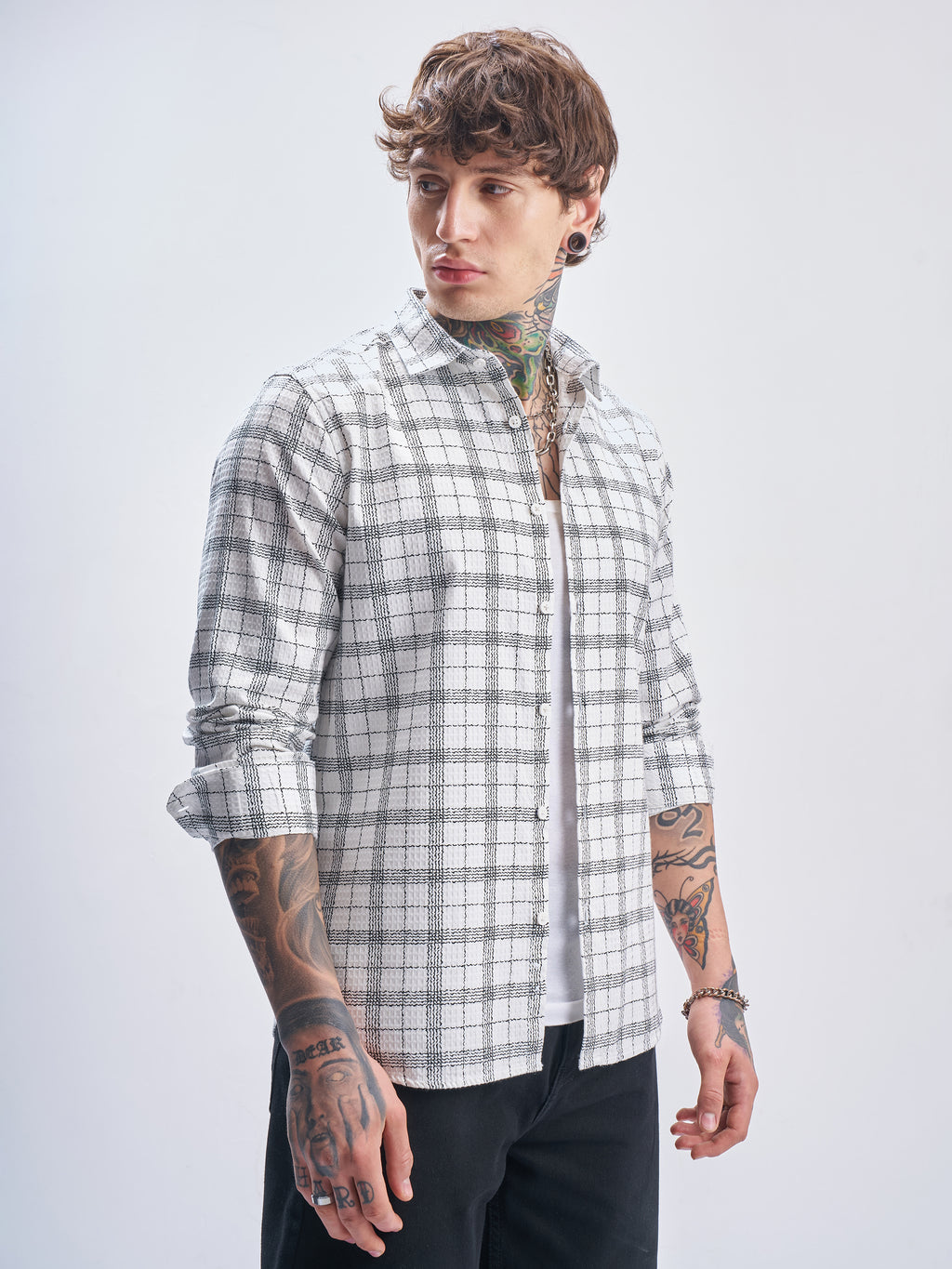 Highlander Men White Checked Relaxed Fit Casual Shirt - White - Image 6