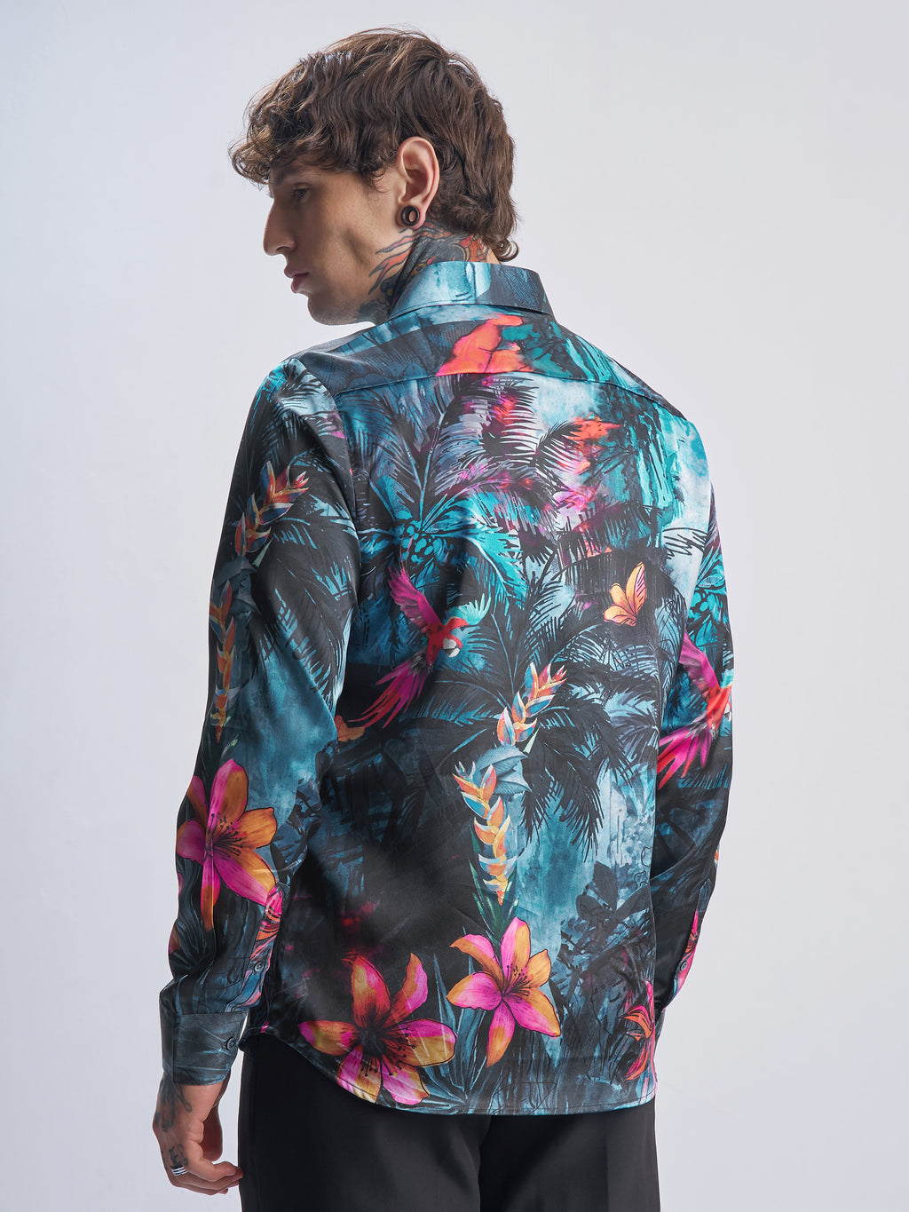 Highlander Men Teal Printed Slim Fit Casual Shirt - Teal - Image 3