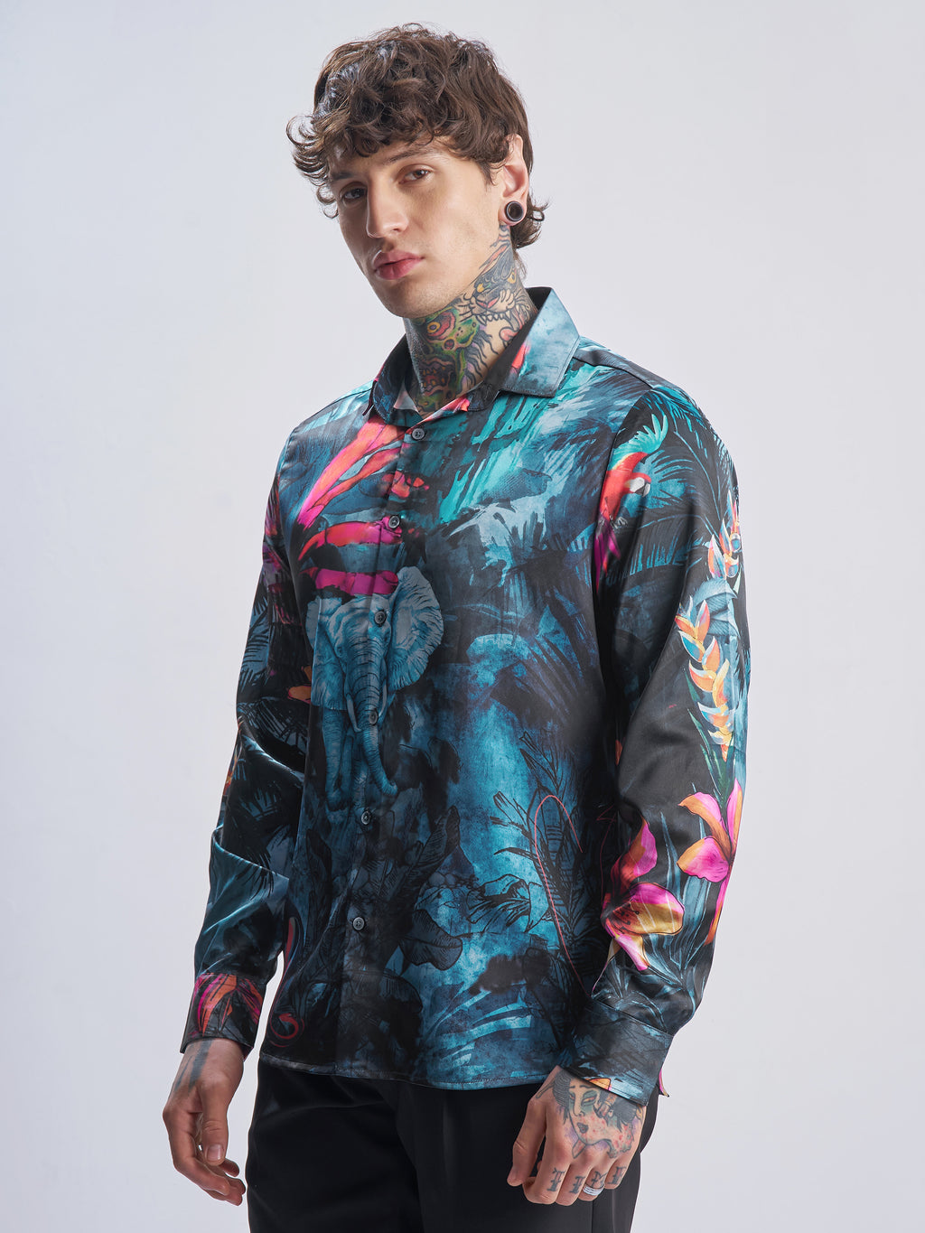 Highlander Men Teal Printed Slim Fit Casual Shirt - Teal - Image 4