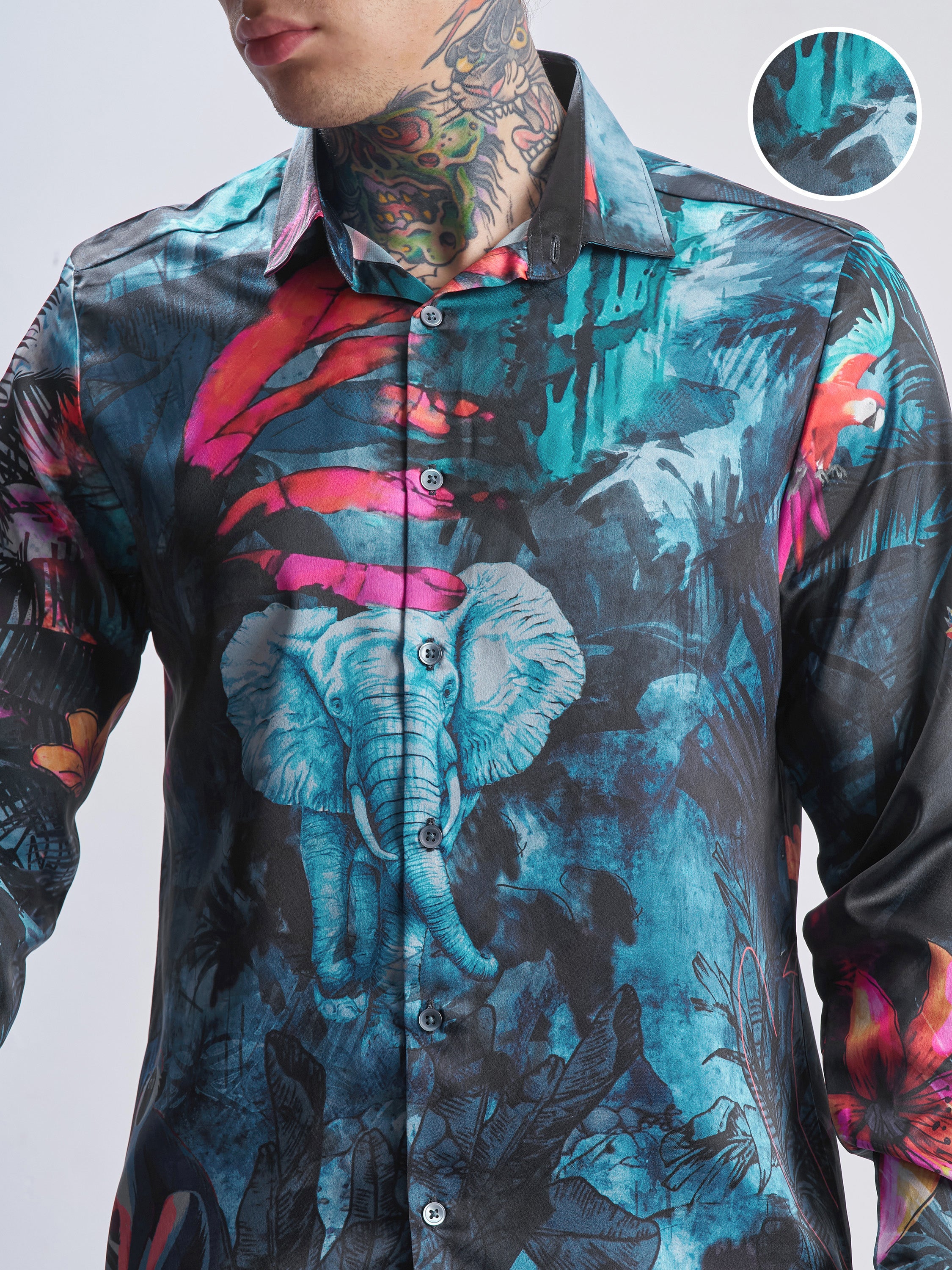Highlander Men Teal Printed Slim Fit Casual Shirt - Teal - Image 5