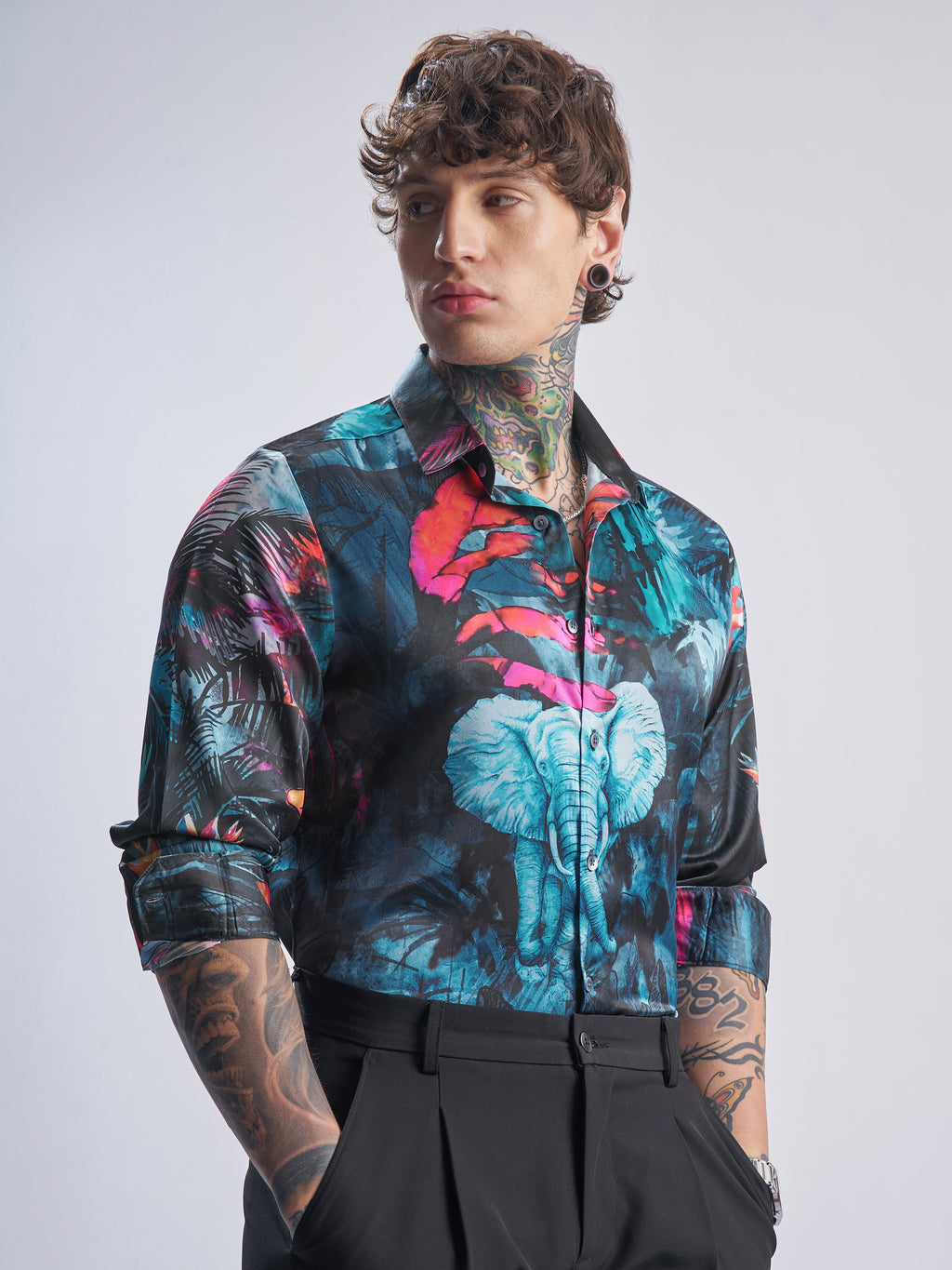 Highlander Men Teal Printed Slim Fit Casual Shirt - Teal - Image 6