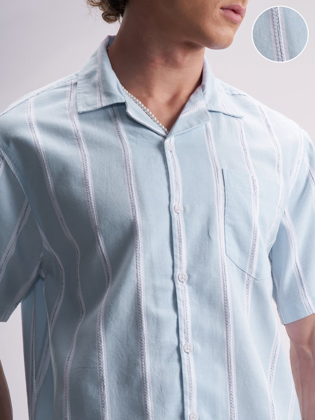 Highlander Men Blue Striped Relaxed Fit Casual Shirt - Blue - Image 5