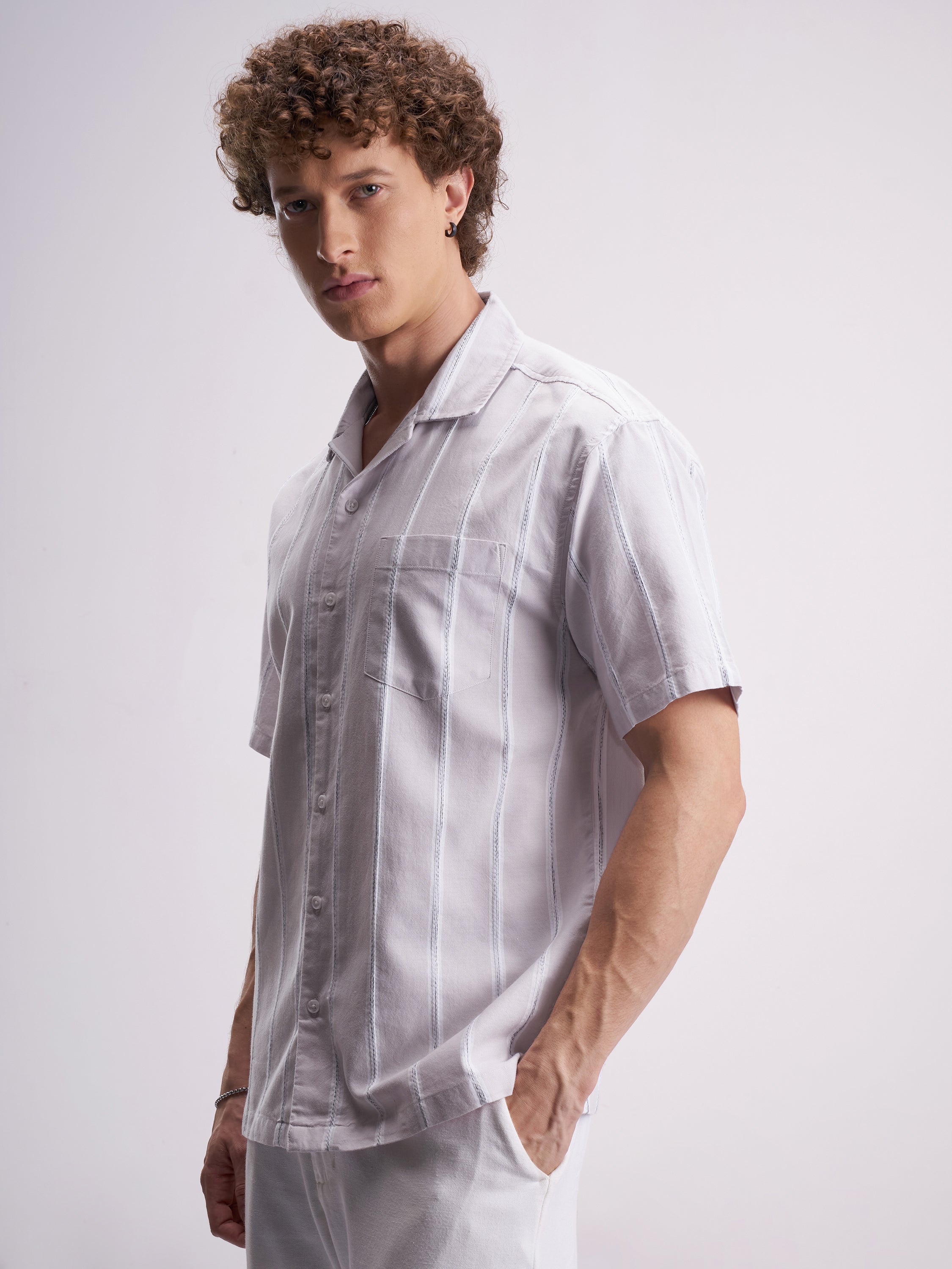 Highlander Men Pink Striped Relaxed Fit Casual Shirt - Pink - Image 4