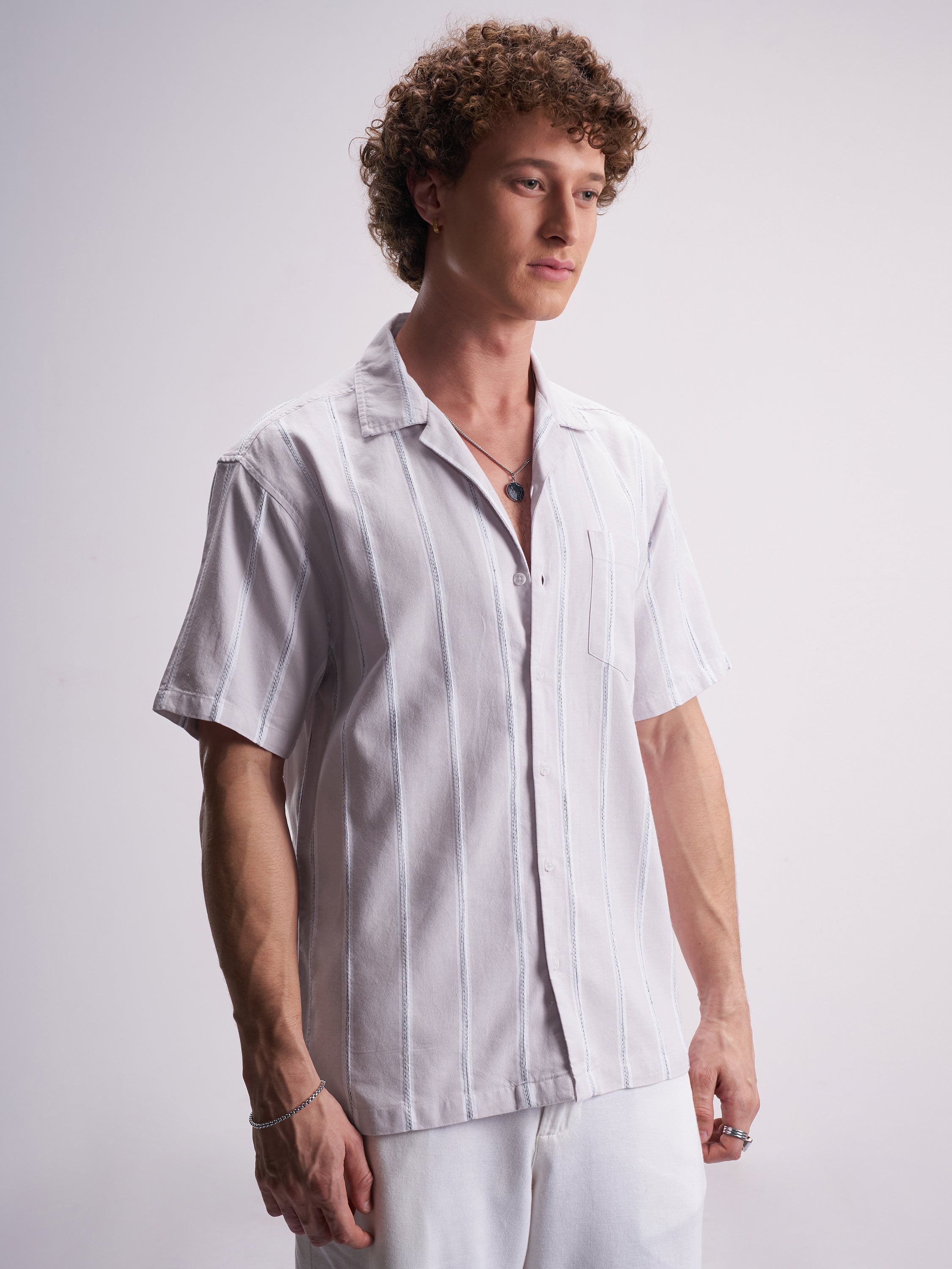 Highlander Men Pink Striped Relaxed Fit Casual Shirt - Pink - Image 6