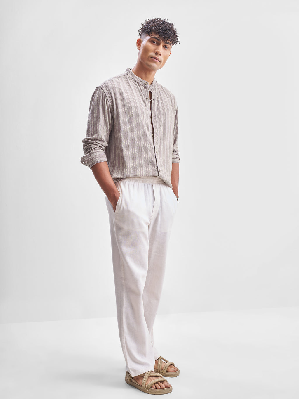 Highlander Men Lavender Striped Relaxed Fit Casual Shirt - Lavender - Image 2