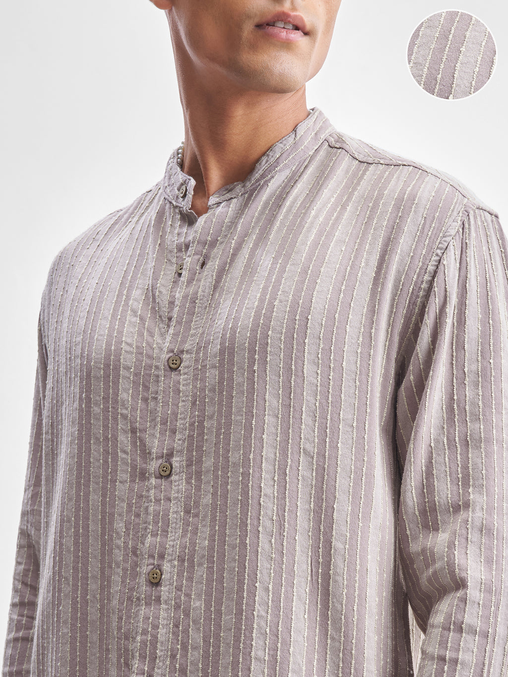 Highlander Men Lavender Striped Relaxed Fit Casual Shirt - Lavender - Image 5