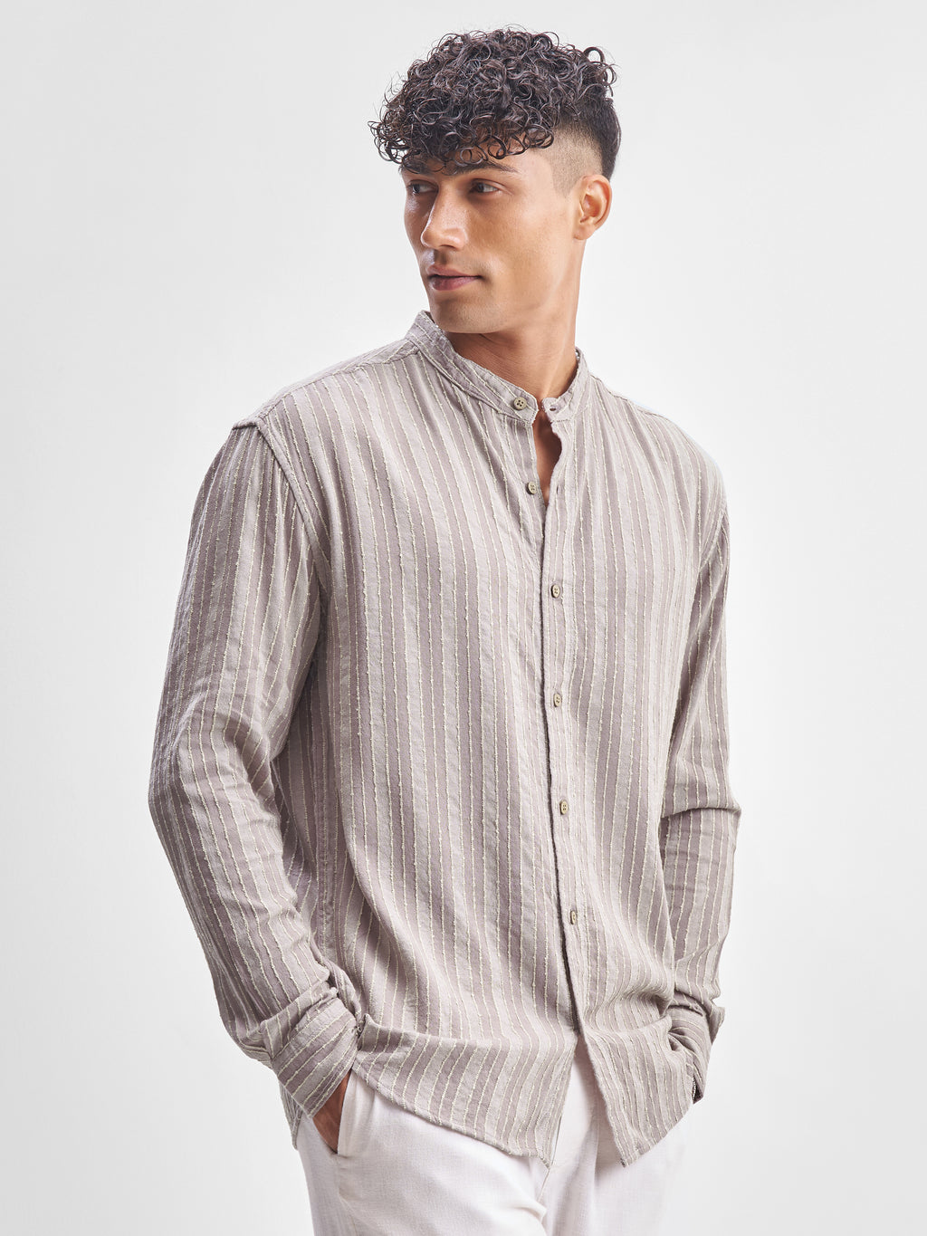 Highlander Men Lavender Striped Relaxed Fit Casual Shirt - Lavender - Image 6