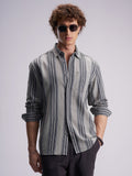 Highlander Men Grey Striped Relaxed Fit Casual Shirt - Grey - Image 1