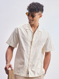 Highlander Men Cream Self Design Relaxed Fit Casual Shirt - Cream - Image 1