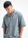 Highlander Men Blue Crushed Relaxed Fit Casual Shirt - Blue - Image 1