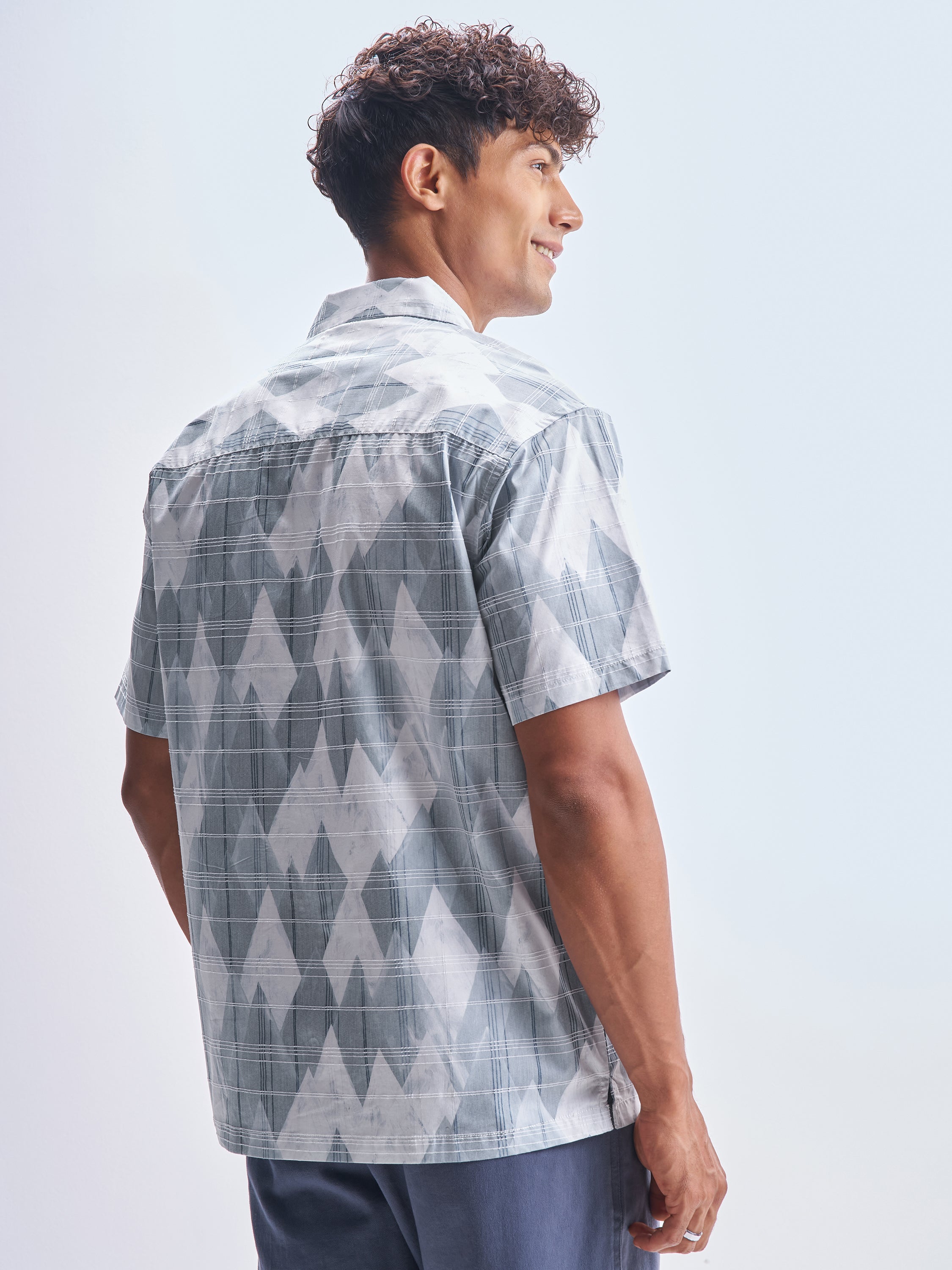 Highlander Men Blue Printed Relaxed Fit Casual Shirt - Blue - Image 3