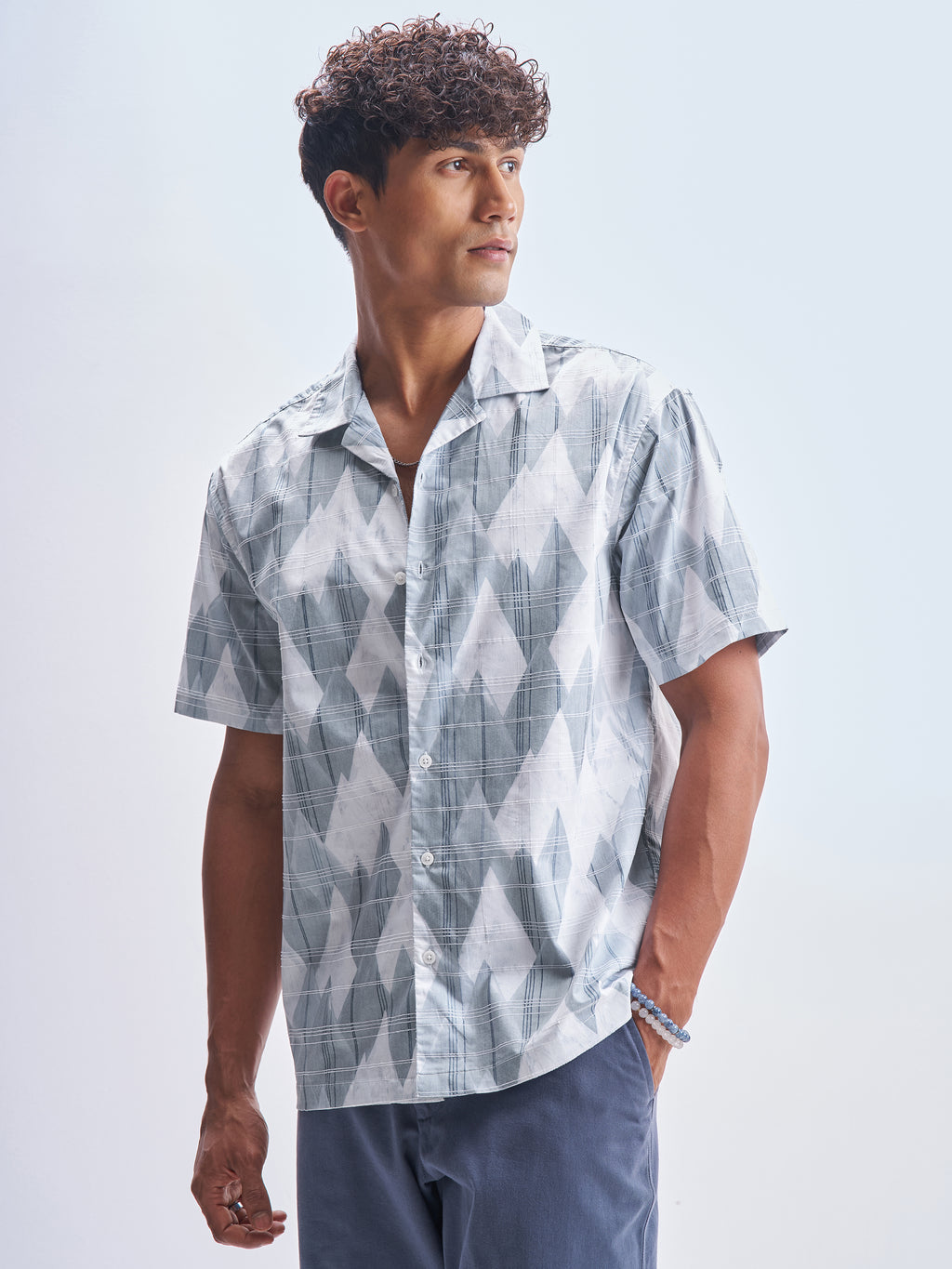Highlander Men Blue Printed Relaxed Fit Casual Shirt - Blue - Image 4