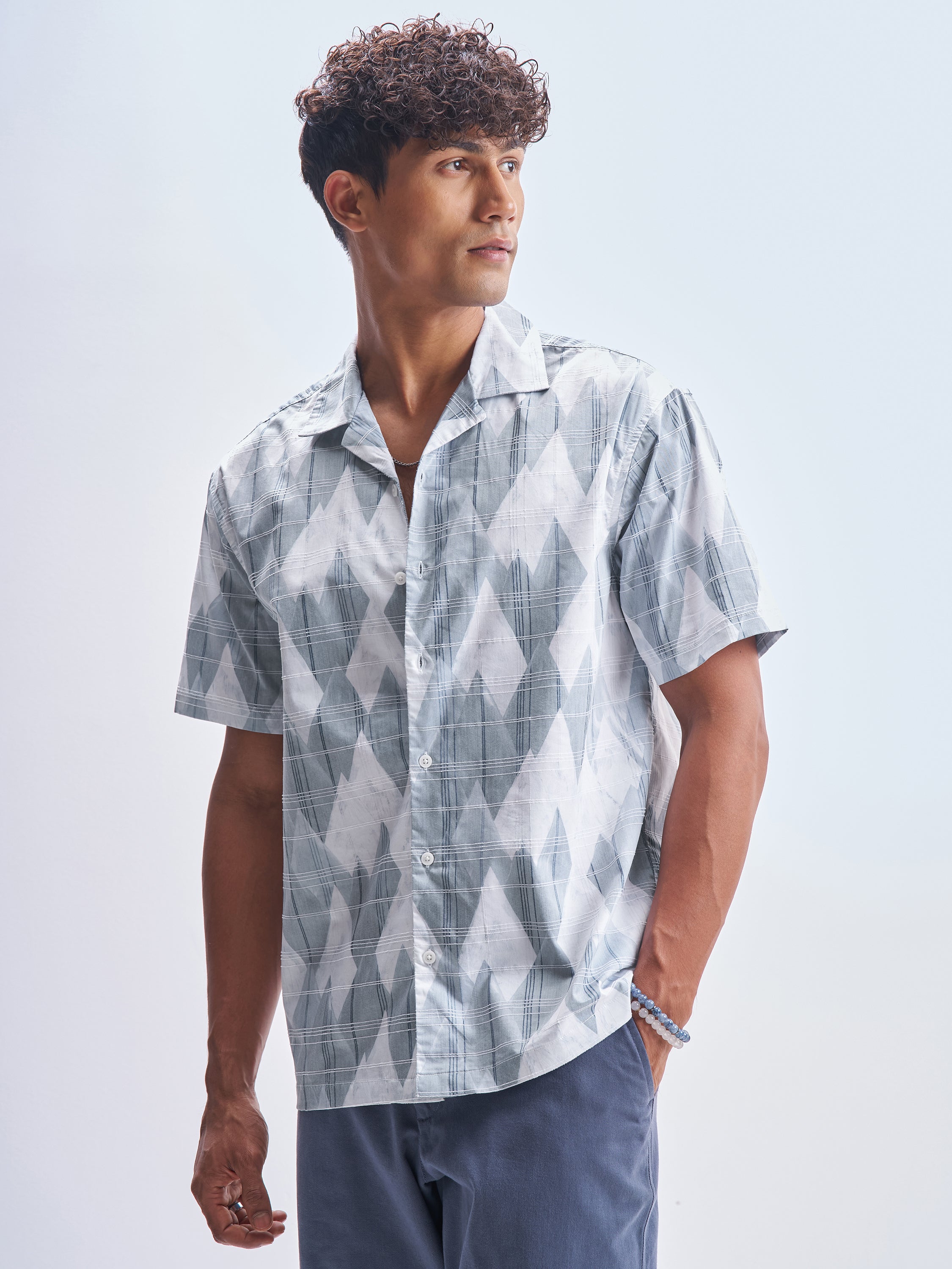 Highlander Men Blue Printed Relaxed Fit Casual Shirt - Blue - Image 4